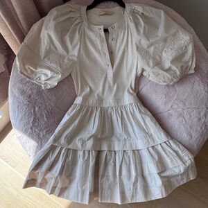 Ulla Johnson puff sleeved tiered mini dress, cream- size 4